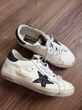 Golden Goose Style SSENSE exclusive White Sneakers with Black Glitter Star
